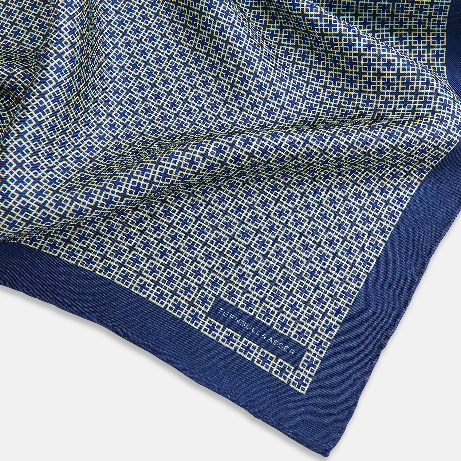 View 2 of product Geometric Blue Pocket Square in Silk