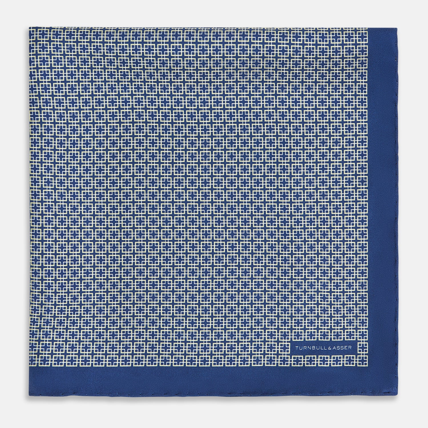View 3 of product Geometric Blue Pocket Square in Silk