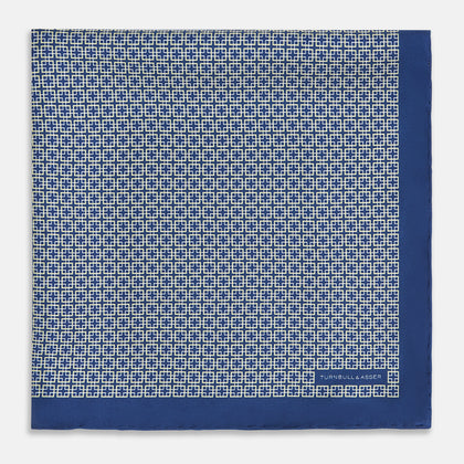 Geometric Blue Pocket Square in Silk Image 2