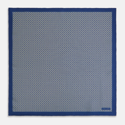 Geometric Blue Pocket Square in Silk Image 3