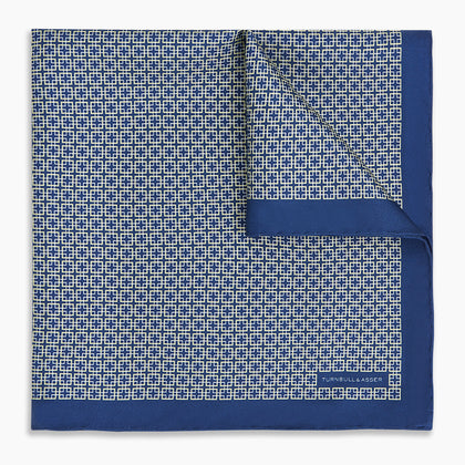 Geometric Blue Pocket Square in Silk Image 4