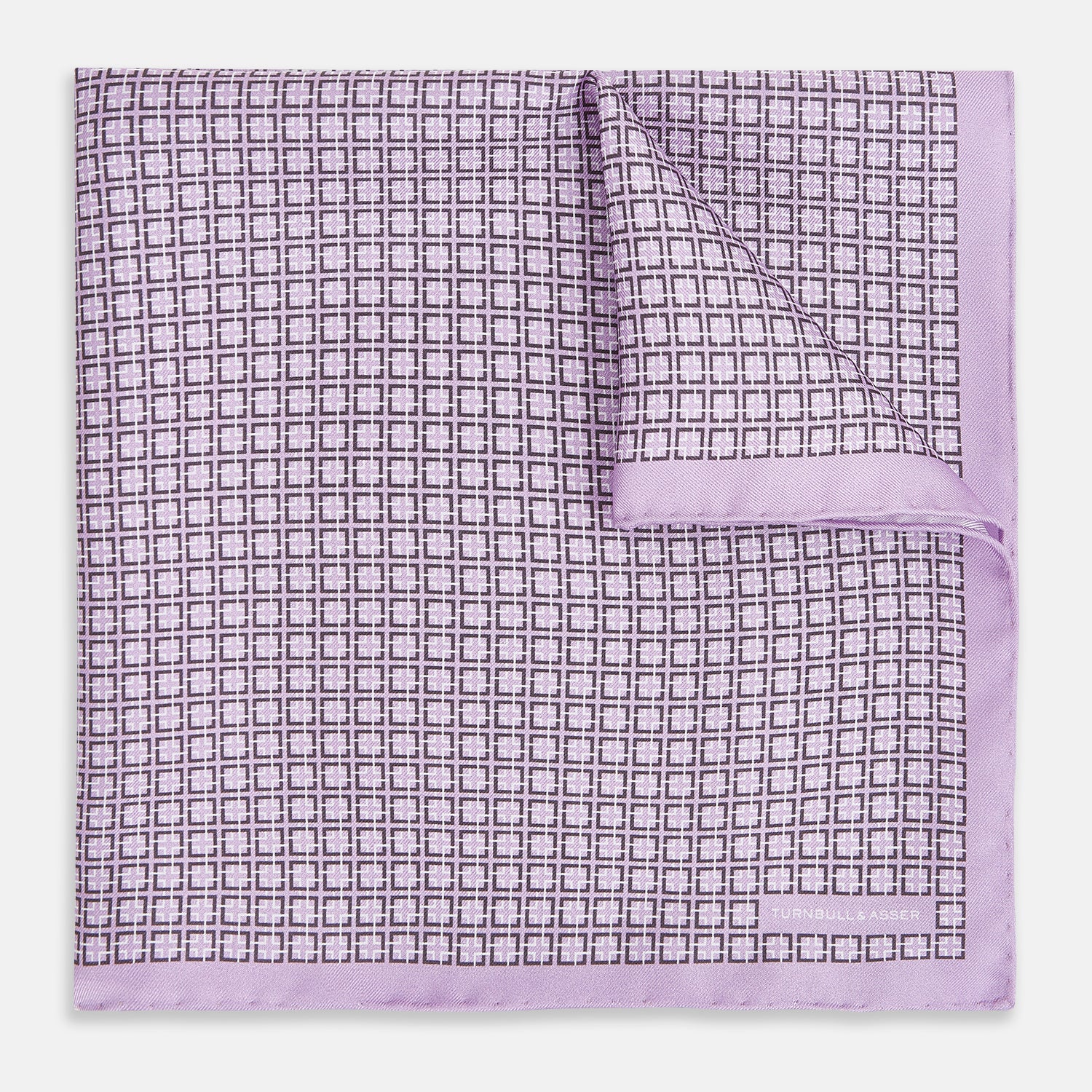 View 1 of product Geometric Lilac Pocket Square in Silk
