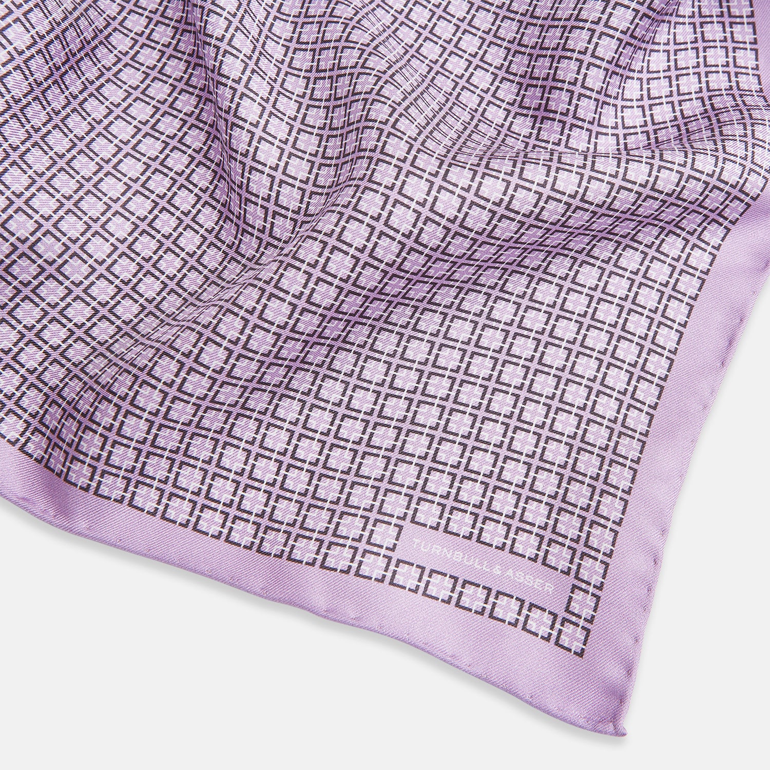 View 2 of product Geometric Lilac Pocket Square in Silk