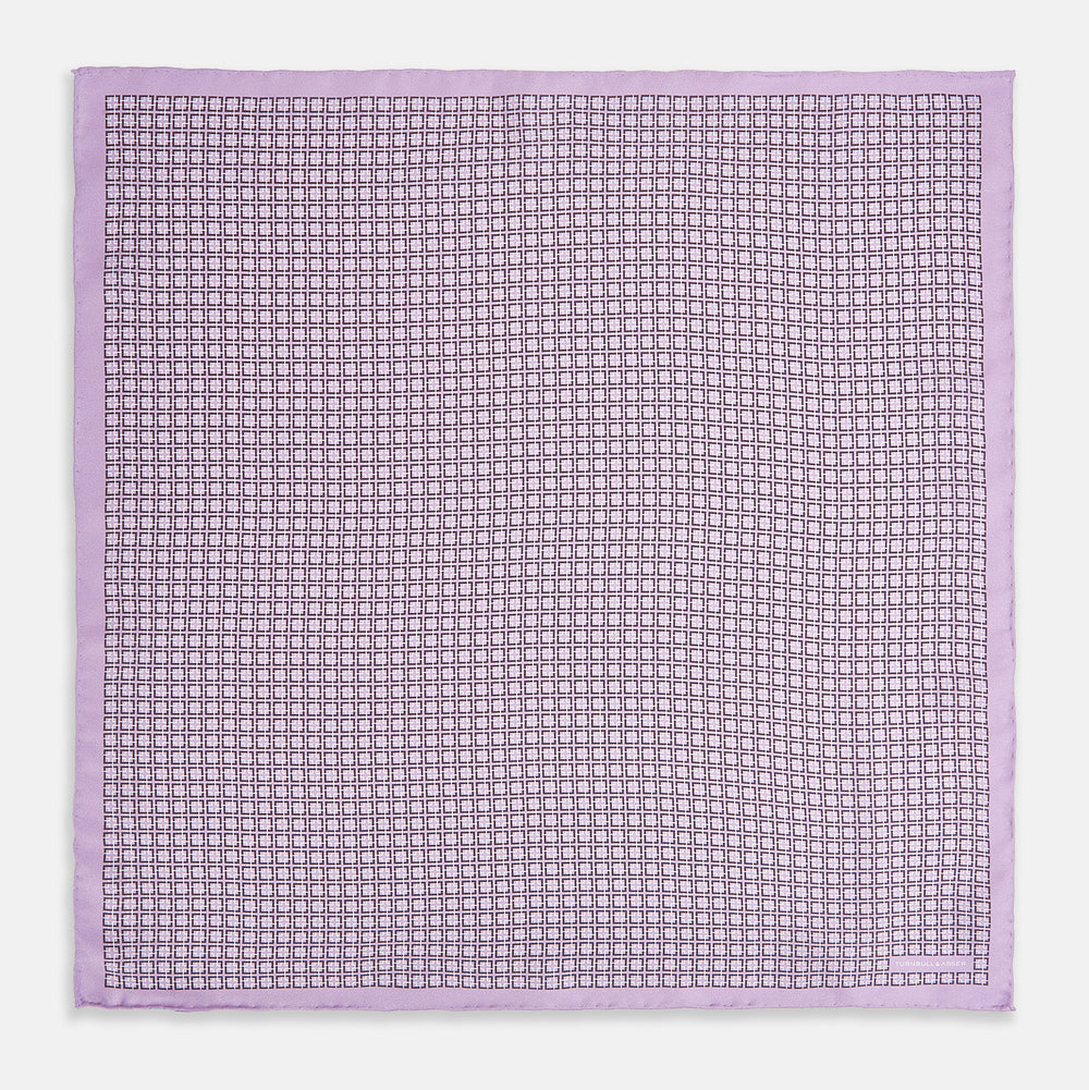 Geometric Lilac Pocket Square in Silk