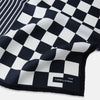 View 2 of product Chequered Navy on Navy Frame Pocket Square in Silk