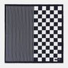 View 3 of product Chequered Navy on Navy Frame Pocket Square in Silk