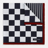 View 2 of product Chequered Navy on Red Frame Pocket Square in Silk
