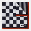 View 1 of product Chequered Navy on Red Frame Pocket Square in Silk