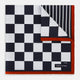 Chequered Navy on Red Frame Pocket Square in Silk