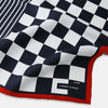 View 2 of product Chequered Navy on Red Frame Pocket Square in Silk