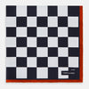 View 3 of product Chequered Navy on Red Frame Pocket Square in Silk