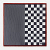 View 4 of product Chequered Navy on Red Frame Pocket Square in Silk