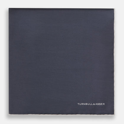 GREY AND ECRU PIPED SILK POCKET SQUARE Image 2