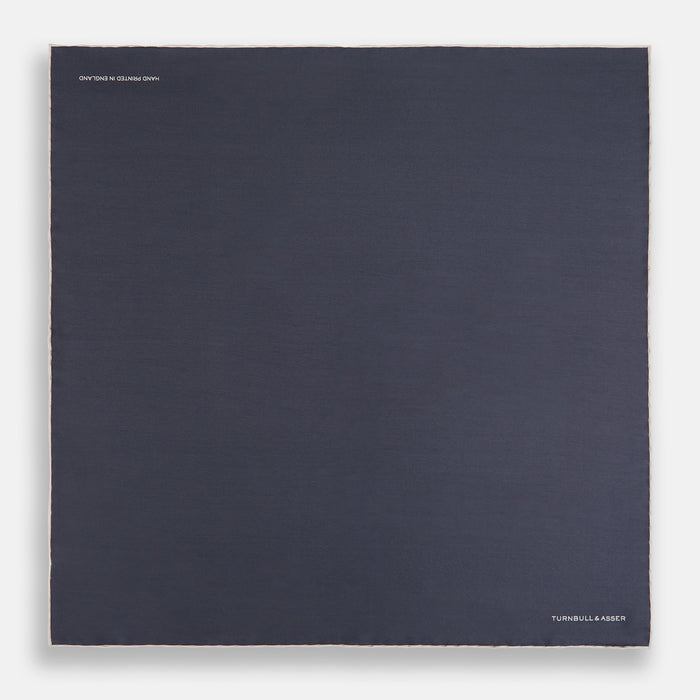 GREY AND ECRU PIPED SILK POCKET SQUARE Image 3
