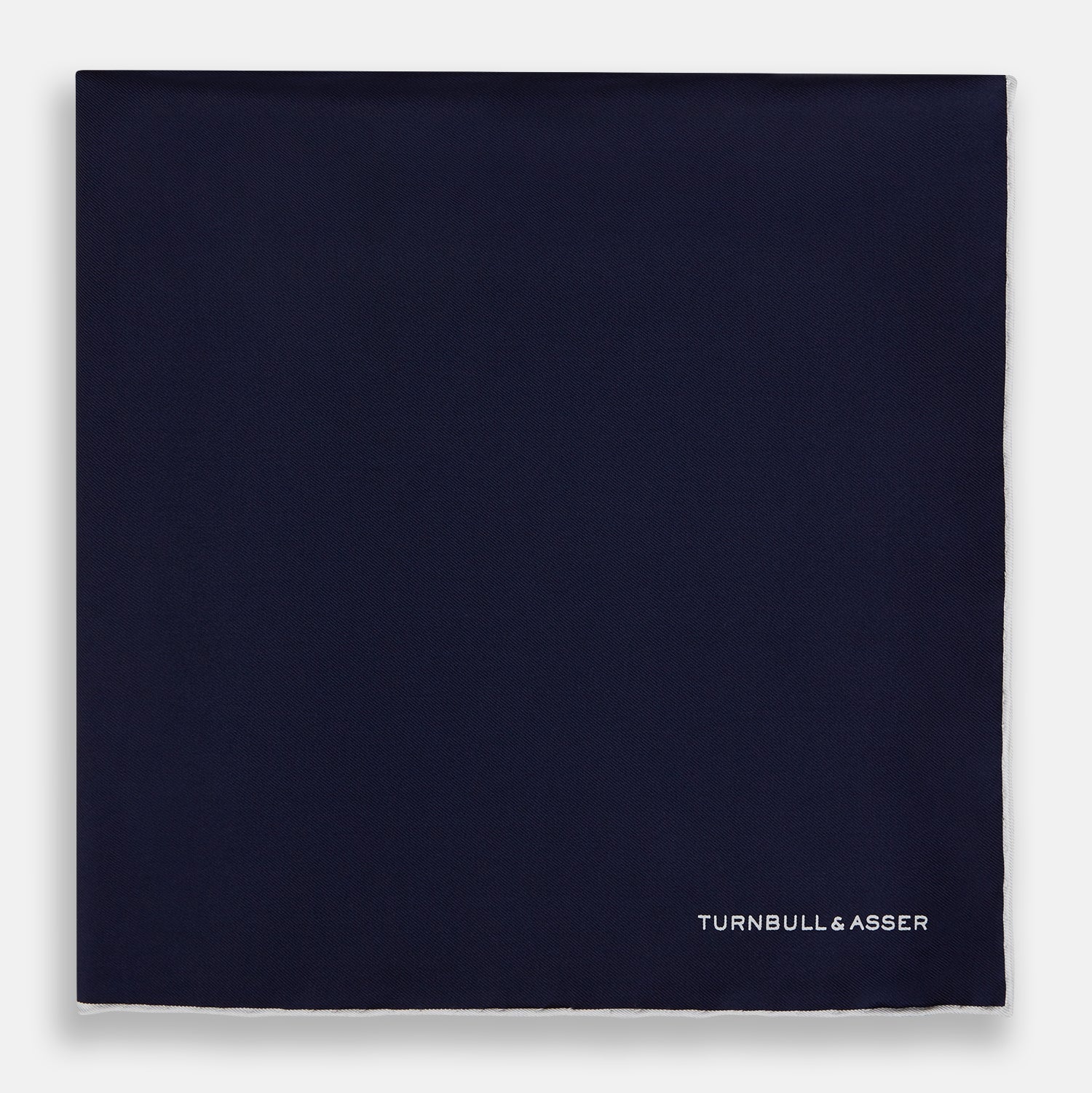 View 3 of product Navy Piped Silk Pocket Square