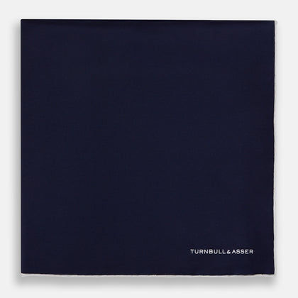 Navy Piped Silk Pocket Square Image 2