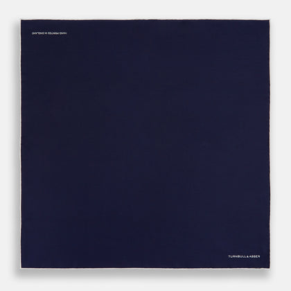 Navy Piped Silk Pocket Square Image 3