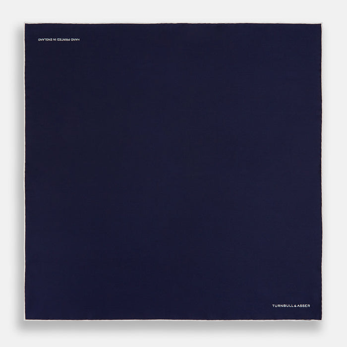 Navy Piped Silk Pocket Square Image 3