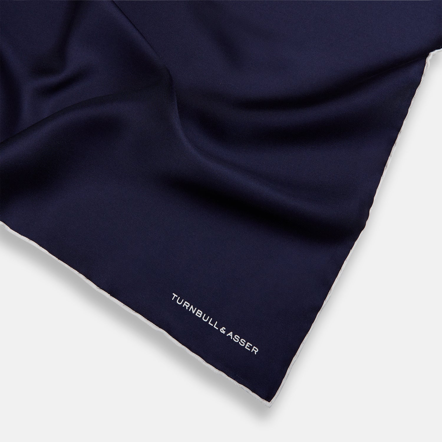 View 2 of product Navy Piped Silk Pocket Square