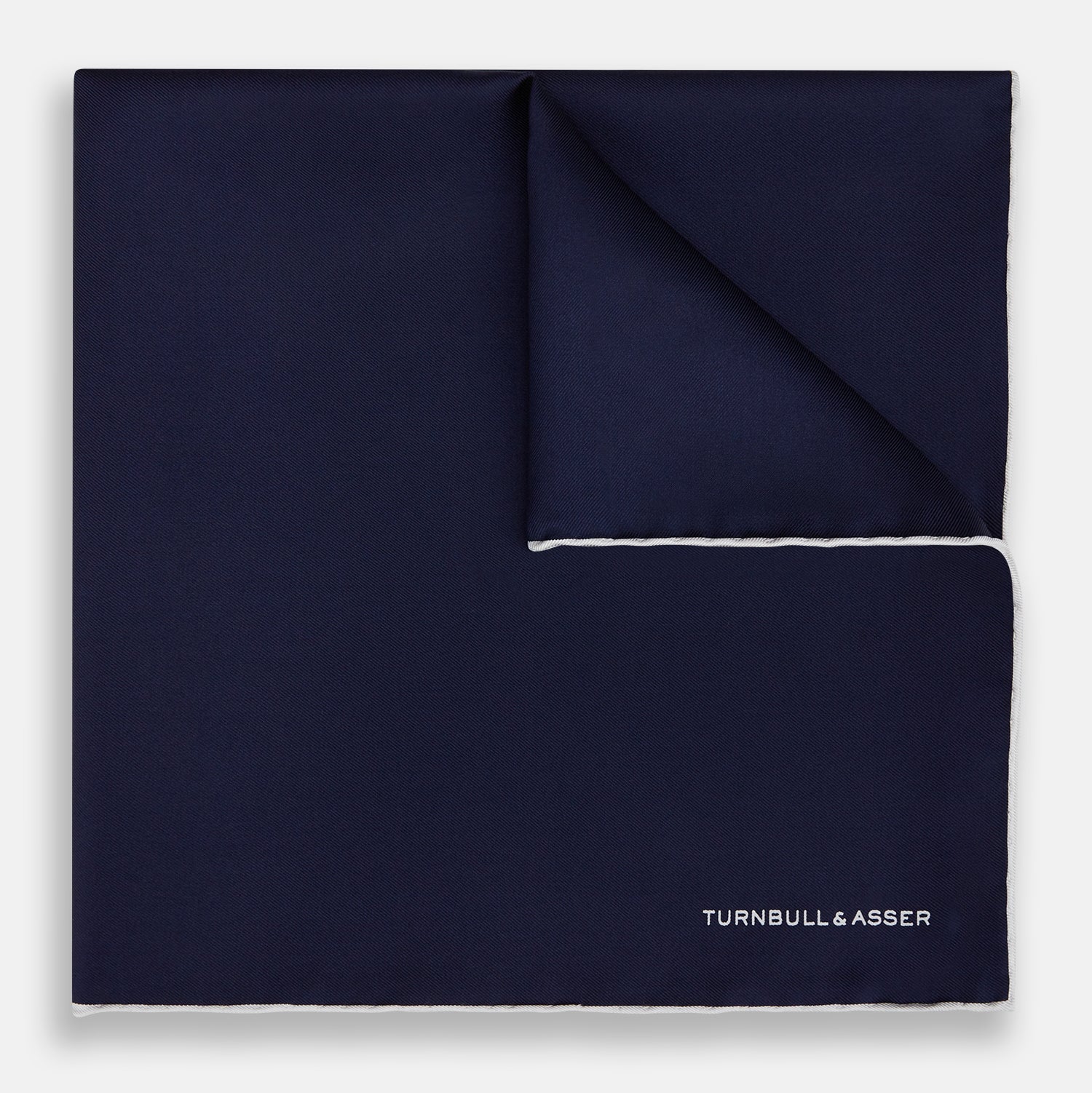 View 1 of product Navy Piped Silk Pocket Square