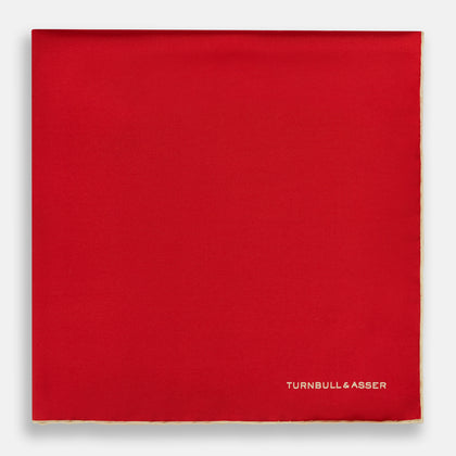 RED AND GOLD PIPED SILK POCKET SQUARE Image 2