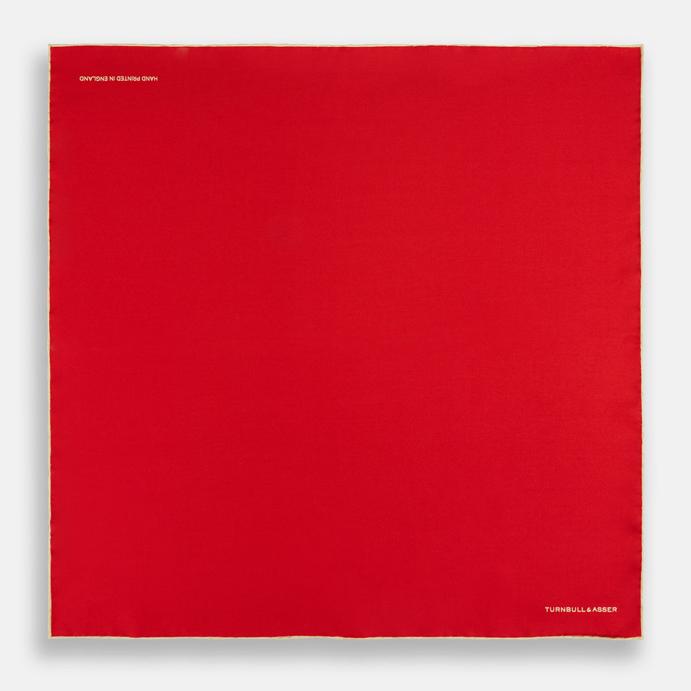 RED AND GOLD PIPED SILK POCKET SQUARE