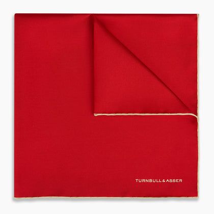 RED AND GOLD PIPED SILK POCKET SQUARE Image 4
