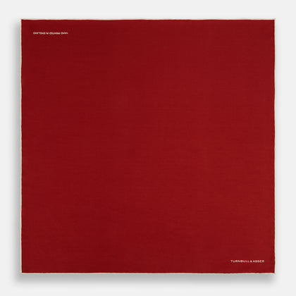 BURGUNDY AND ECRU PIPED SILK POCKET SQUARE Image 3