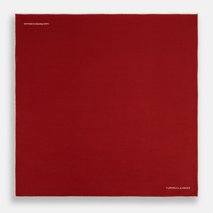 BURGUNDY AND ECRU PIPED SILK POCKET SQUARE Image 3