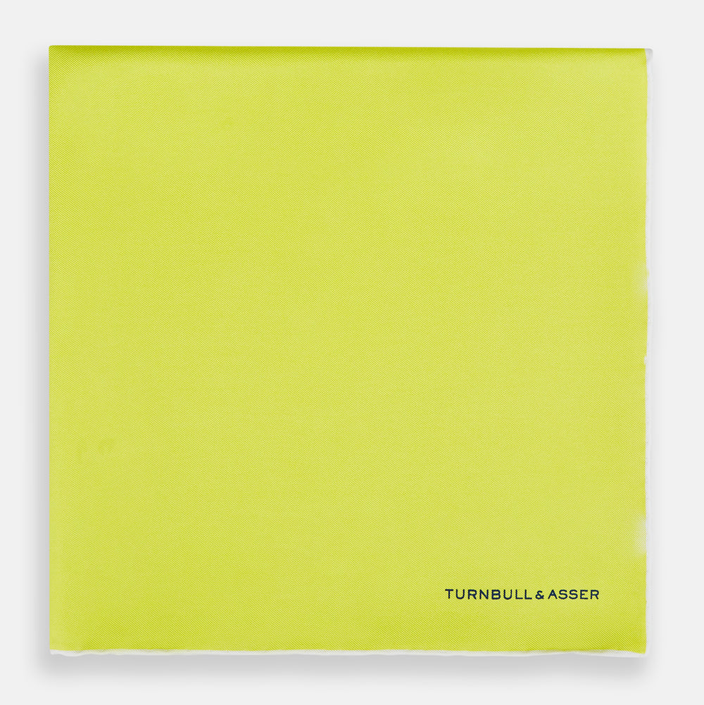 Canary Yellow Piped Silk Pocket Square