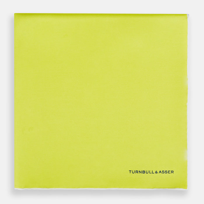 Canary Yellow Piped Silk Pocket Square Image 2