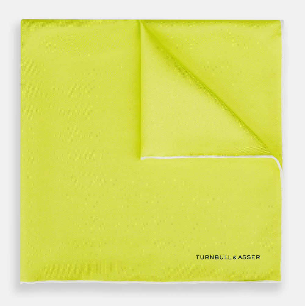 Canary Yellow Piped Silk Pocket Square