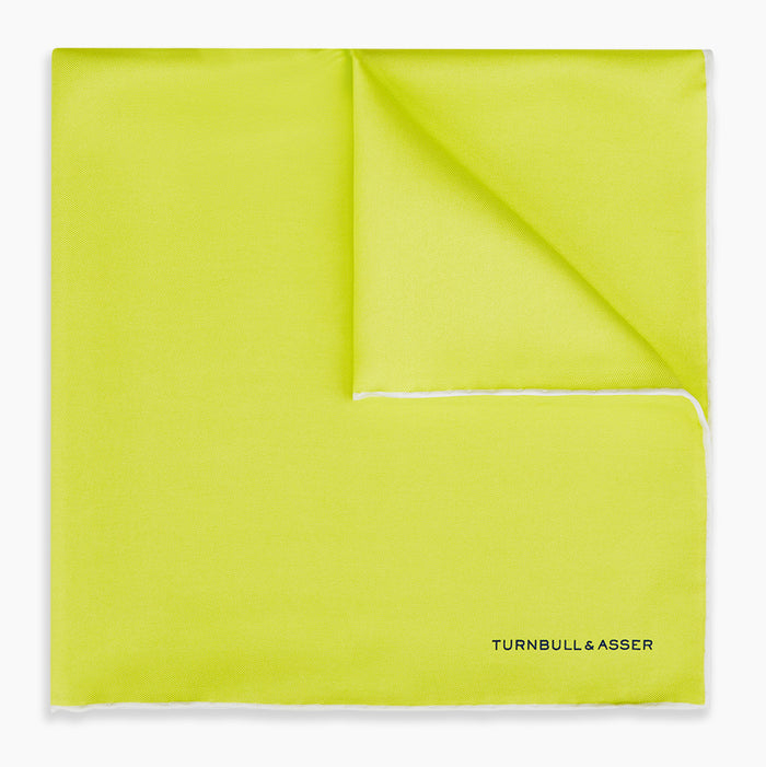 Canary Yellow Piped Silk Pocket Square Image 4
