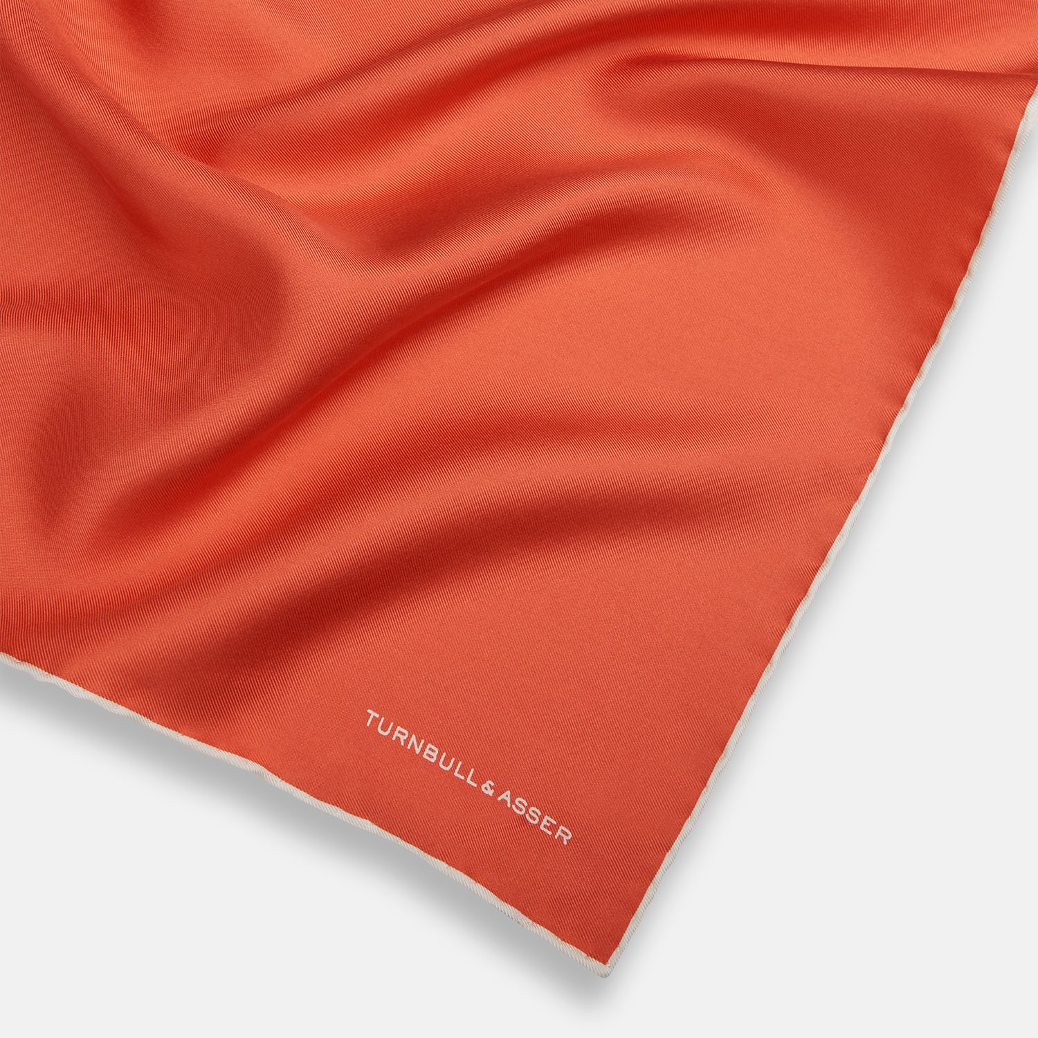 View 2 of product Orange and White Piped Silk Pocket Square