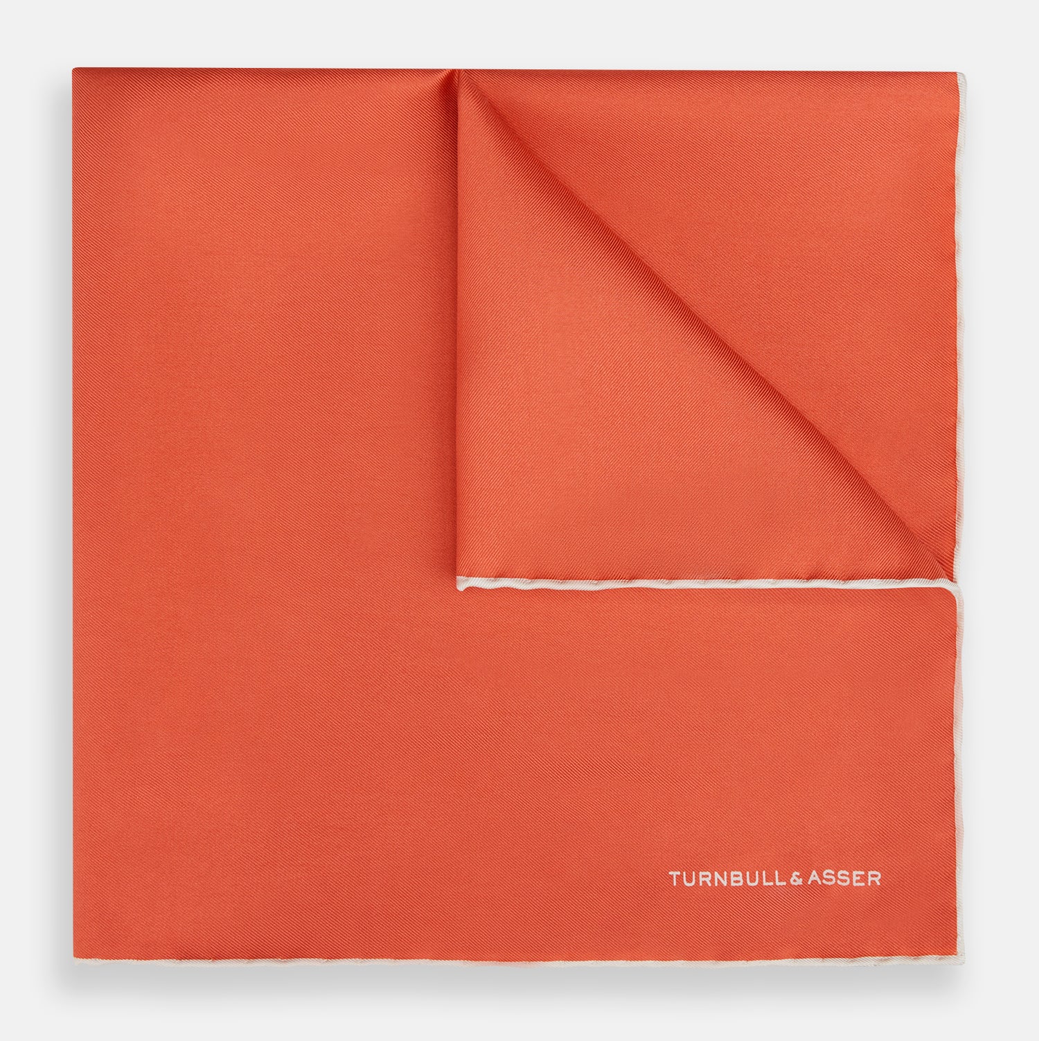 View 1 of product Orange and White Piped Silk Pocket Square