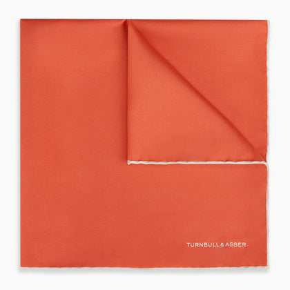Orange and White Piped Silk Pocket Square Image 4