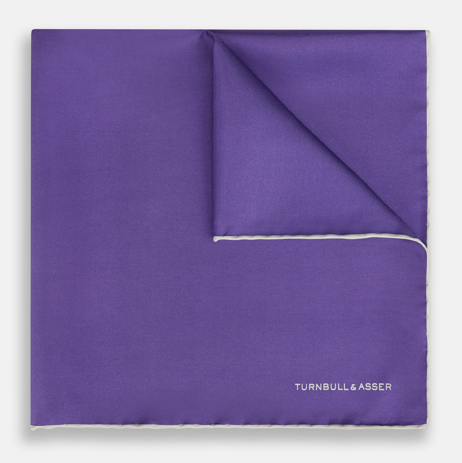 View 1 of product VIOLET AND ECRU PIPED SILK POCKET SQUARE