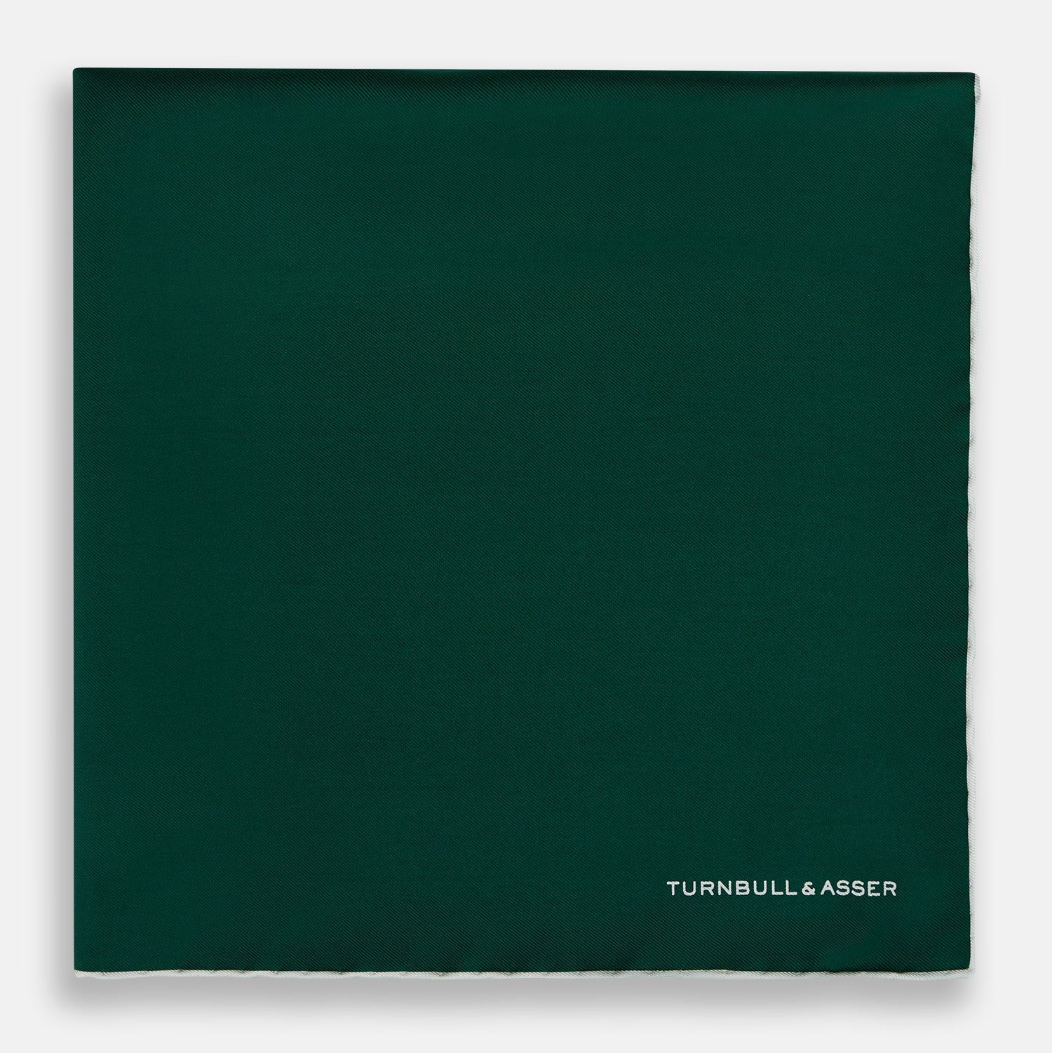 View 3 of product FOREST GREEN AND ECRU PIPED SILK POCKET SQUARE
