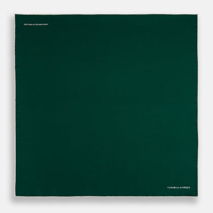 FOREST GREEN AND ECRU PIPED SILK POCKET SQUARE Image 3