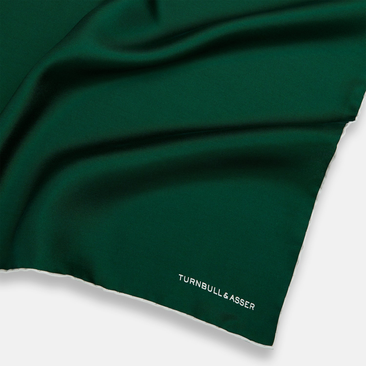 View 2 of product FOREST GREEN AND ECRU PIPED SILK POCKET SQUARE