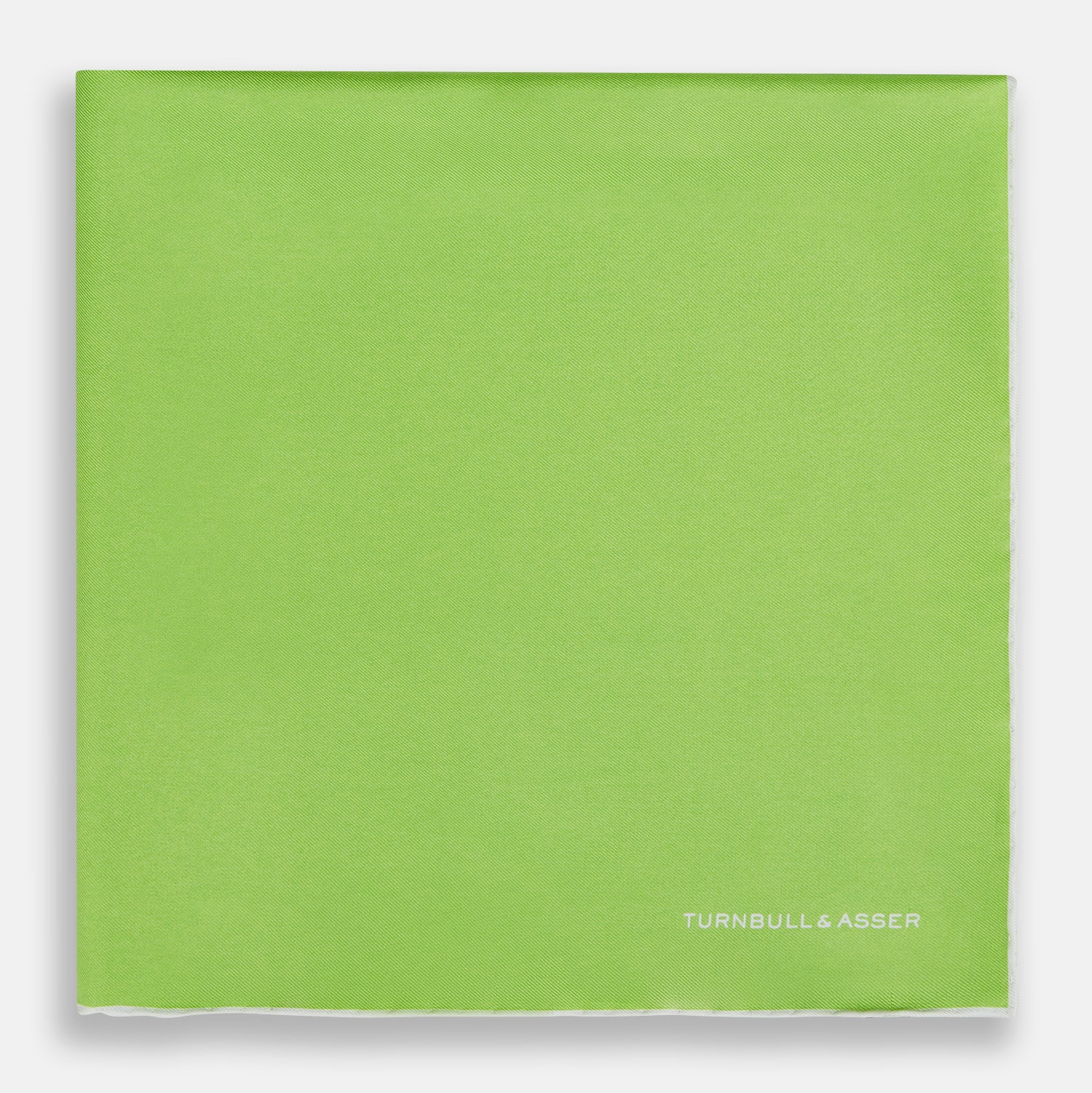 View 3 of product LIME GREEN AND ECRU PIPED SILK POCKET SQUARE