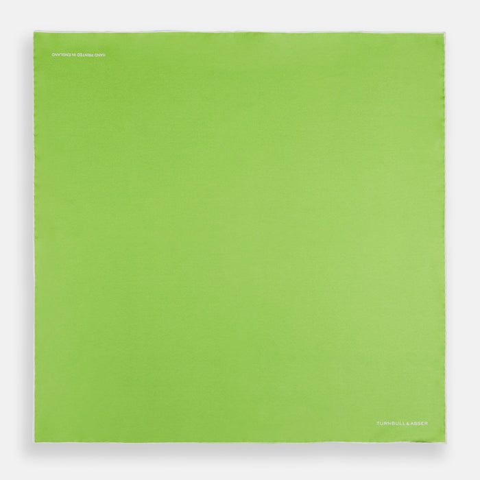 LIME GREEN AND ECRU PIPED SILK POCKET SQUARE Image 3