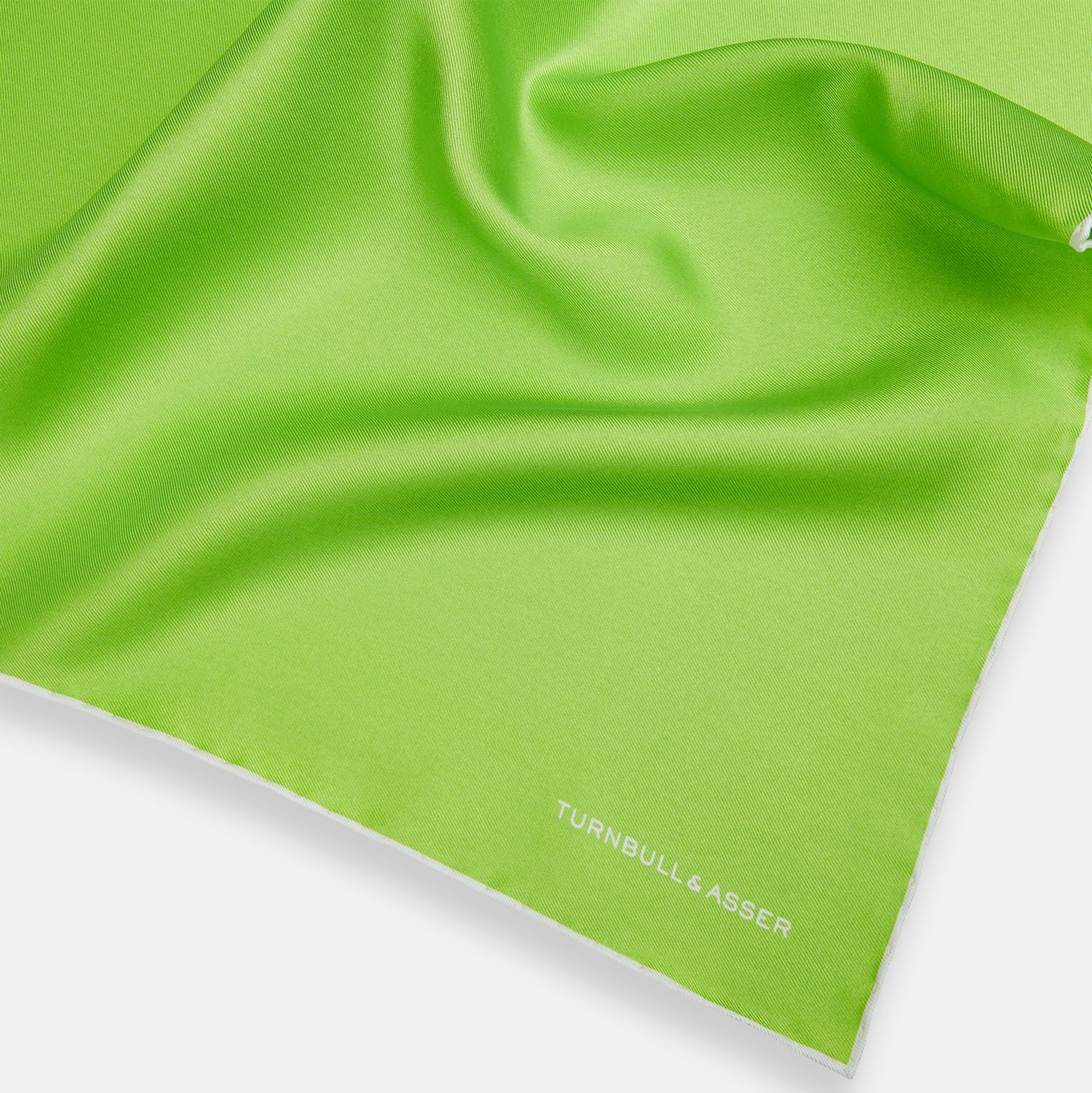 View 2 of product LIME GREEN AND ECRU PIPED SILK POCKET SQUARE