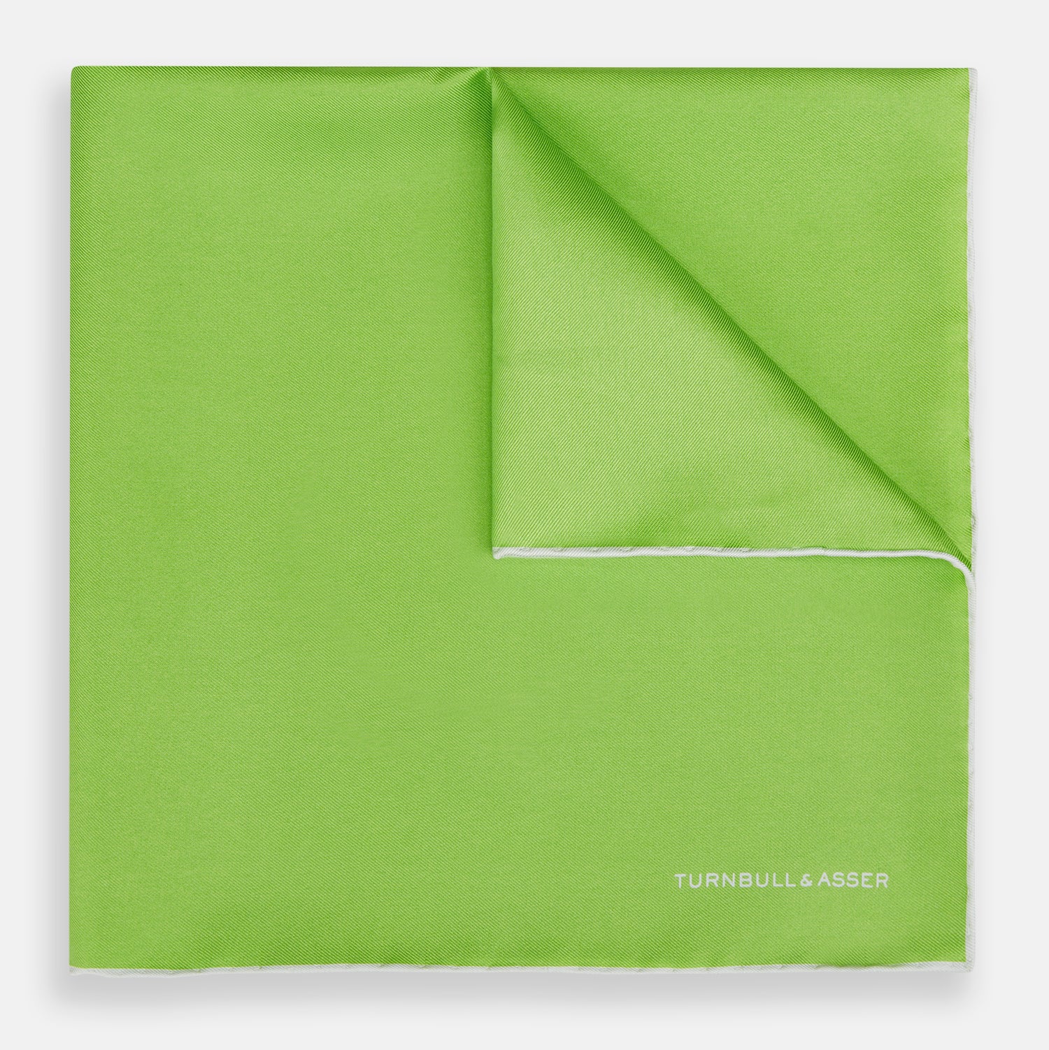 View 1 of product LIME GREEN AND ECRU PIPED SILK POCKET SQUARE