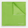 LIME GREEN AND ECRU PIPED SILK POCKET SQUARE