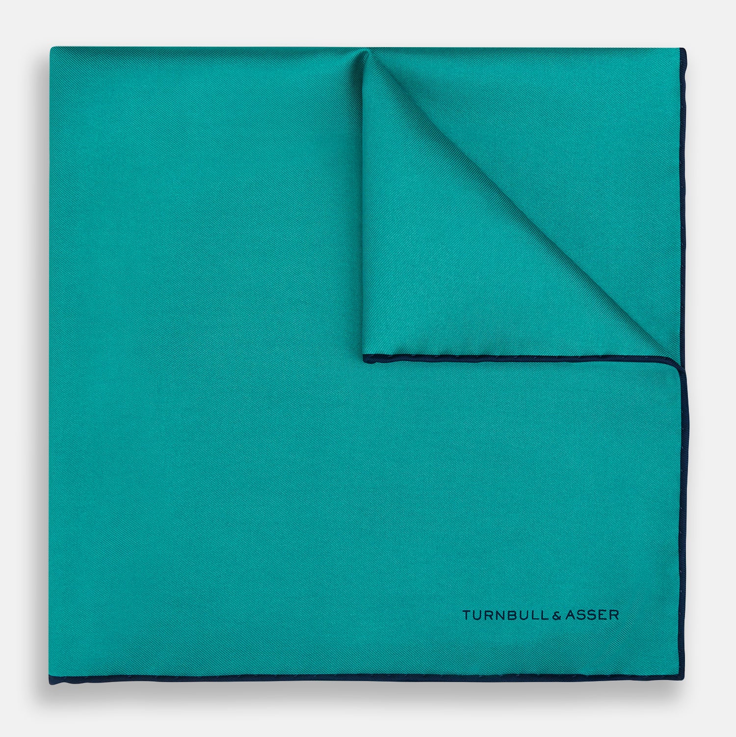 Turquoise Piped Silk Pocket Square