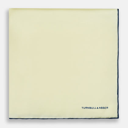 GOLD AND NAVY BLUE PIPED SILK POCKET SQUARE Image 2