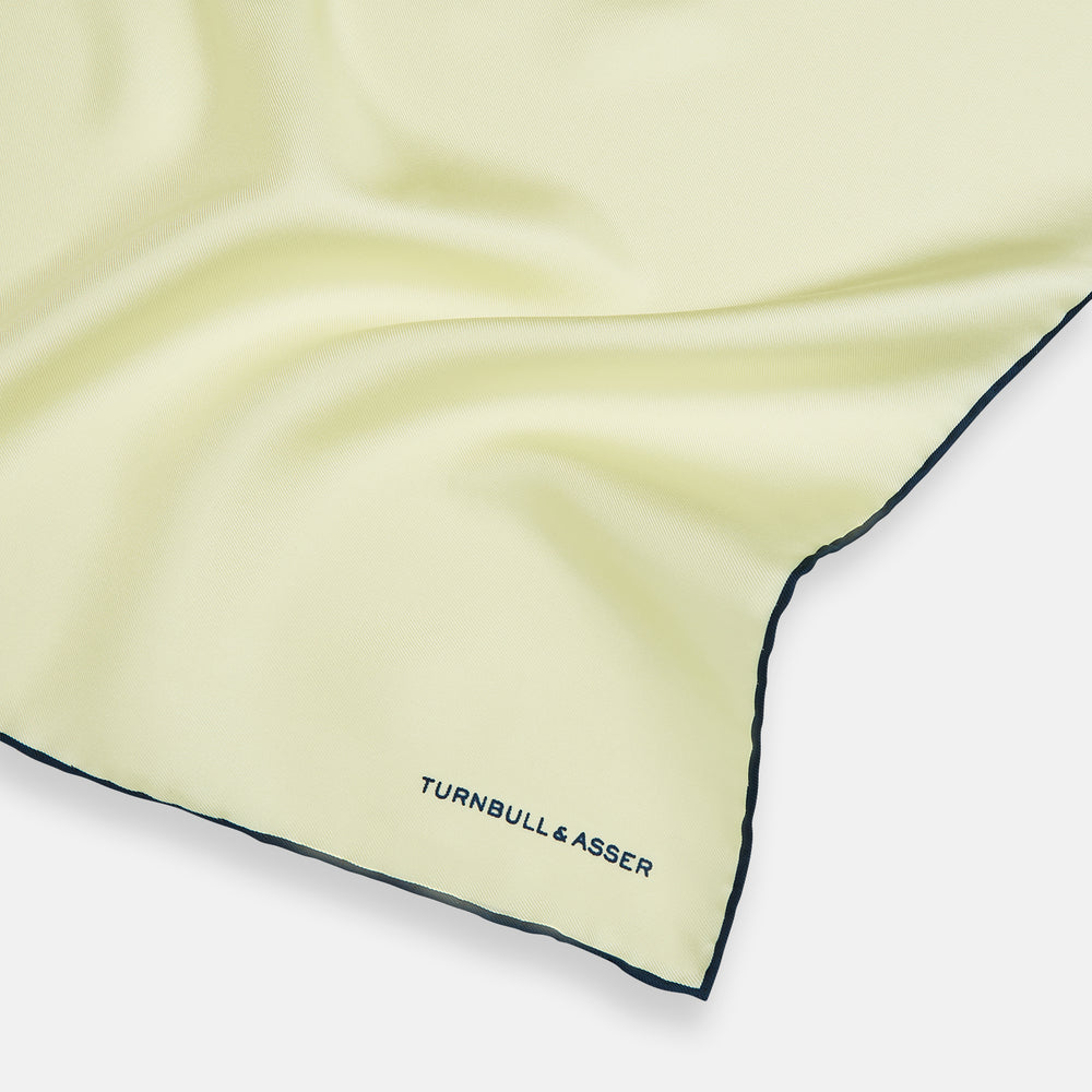 GOLD AND NAVY BLUE PIPED SILK POCKET SQUARE