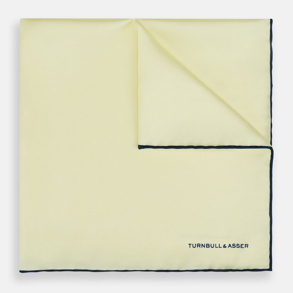 GOLD AND NAVY BLUE PIPED SILK POCKET SQUARE
