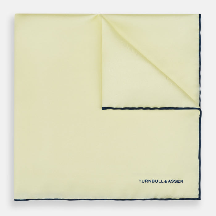 GOLD AND NAVY BLUE PIPED SILK POCKET SQUARE